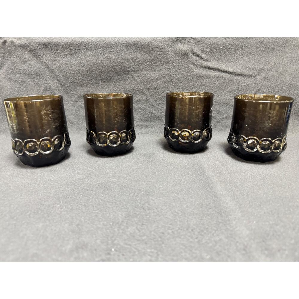 Qty 4 - Vintage MCM Mid Century Franciscan Tiffin Madeira Brown Rock Glasses 4"
